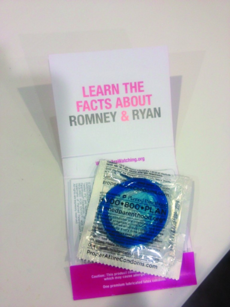Planned Parenthood condom giveaway.