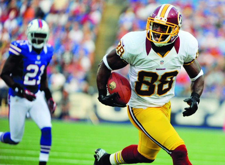 Gary Wiepert/AP
Wide receiver Pierre Garcon scored a touchdown during his first preseason game with the Washington Redskins.