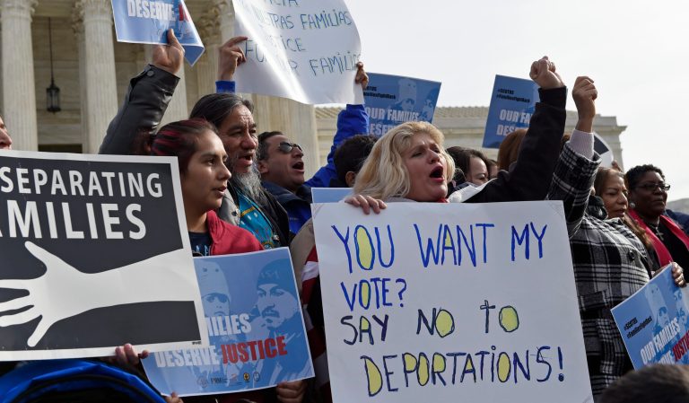 The Supreme Court on Monday is hearing arguments on immigration. (AP Photo/Susan Walsh)