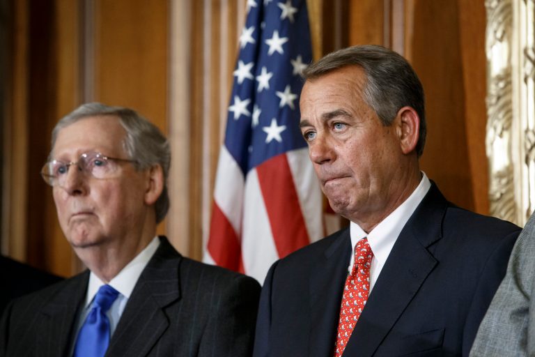 Senate Majority Leader Mitch McConnell and House Speaker John Boehner react to the Iran nuclear deal. (AP Photo)