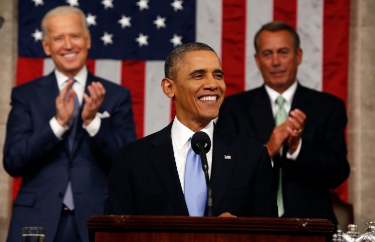 President Obama delivers the State of Union address before a joint session of Congress in the House chamber Tuesday. (AP/Larry Downing)