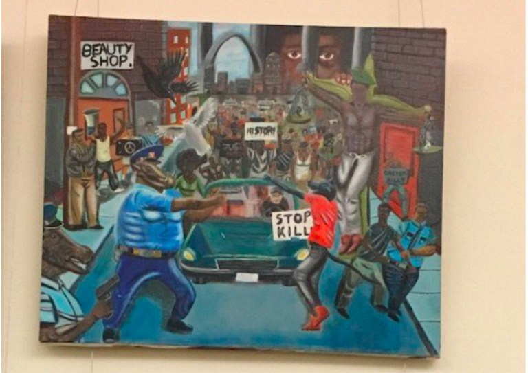 Rep. Duncan Hunter, R-Calif., on Friday took down a controversial painting from the wall of the U.S. Capitol that depicted police officers as pigs. (Screenshot)