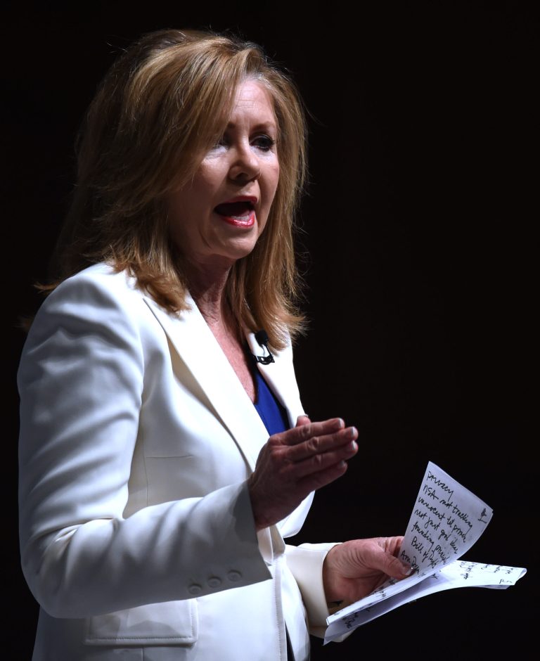 U.S. Rep. Marsha Blackburn, R-Tenn., speaks at the Freedom Summit, Saturday, May 9, 2015, in Greenville, S.C. (AP Photo/Rainier Ehrhardt)