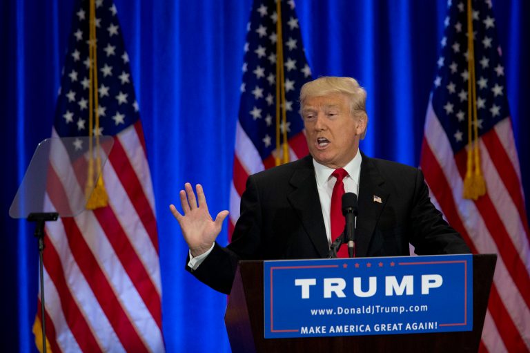 Donald Trump glides down the escalator at his monument to himself and takes the stage in front of a crowd of supporters to announce ... that he is not running for president.