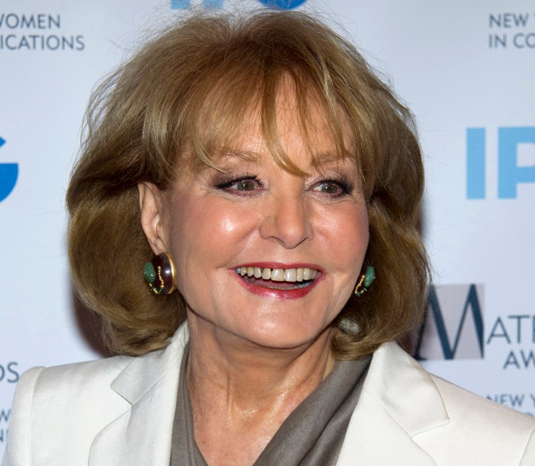 FILE - In this April 23, 2012 file photo, veteran ABC newswoman Barbara Walters arrives to the Matrix Awards in New York. The veteran ABC News anchor is set to announce Monday morning, May 13, 2013 on 