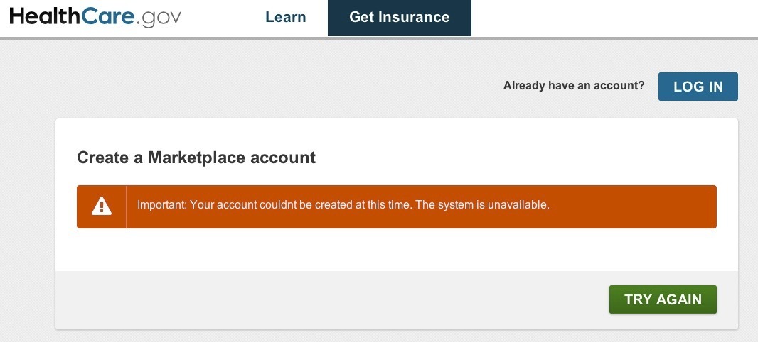 Obamacare still broken: Website says try back ‘in a few days’
