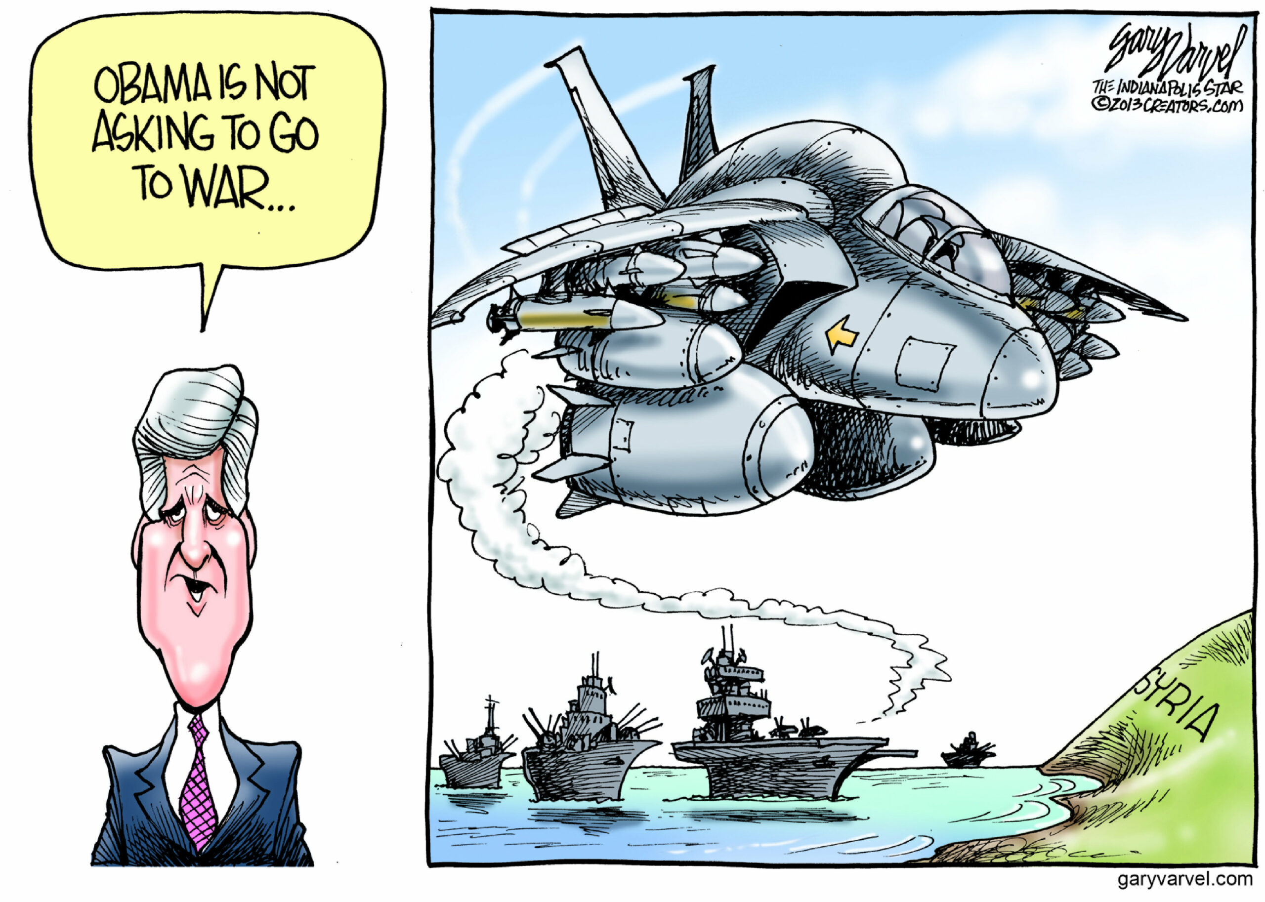 Editorial cartoon: Words against actions