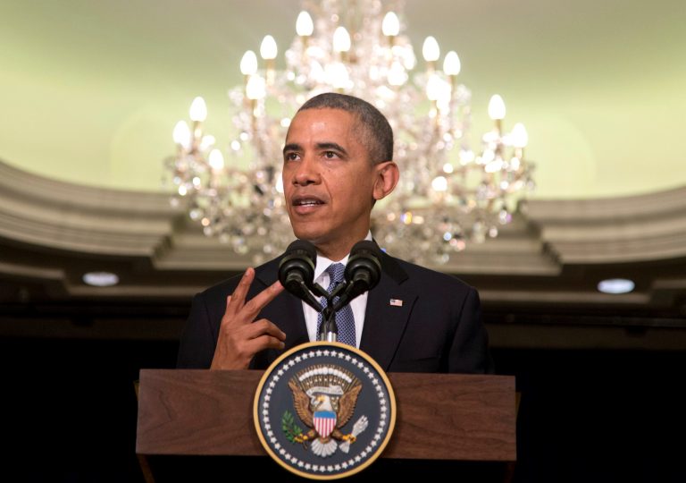 President Barack Obama speaks before participating in the signing of major commercial agreements with American businesses at the Ritz-Carlton in Kuala Lumpur, Malaysia, Monday, April 28, 2014. (AP Photo/Carolyn Kaster)