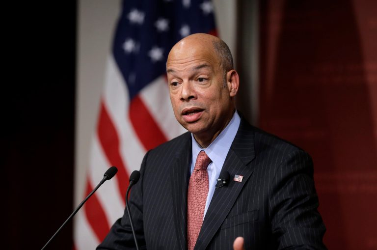 Homeland Security Secretary Jeh Johnson said Donald Trump's proposal to ban Muslims and people from certain regions from entering the United States won't work. (AP Photo/Steven Senne)