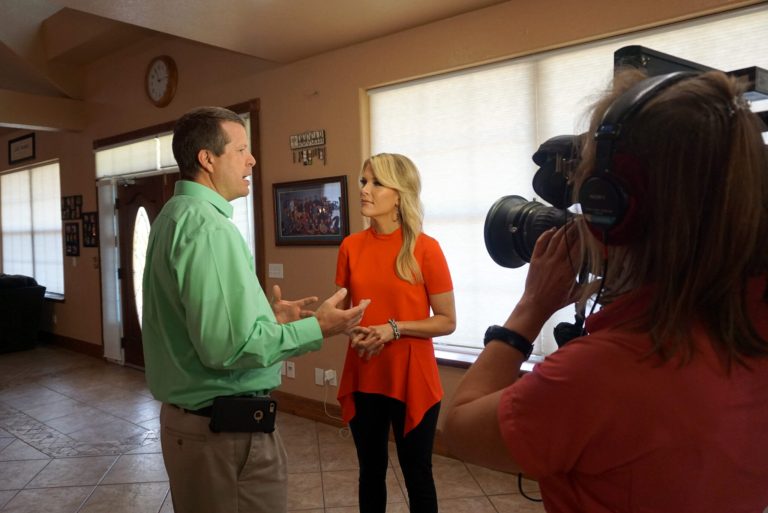 In this handout image provided by FOX News Channel, Jim Bob Duggar, of the TLC show '19 Kids and Counting', speaks with FOX News Channels Megyn Kelly at their home in Tontitown, Arkansas. (Photo by FOX News Channel via Getty Images)
