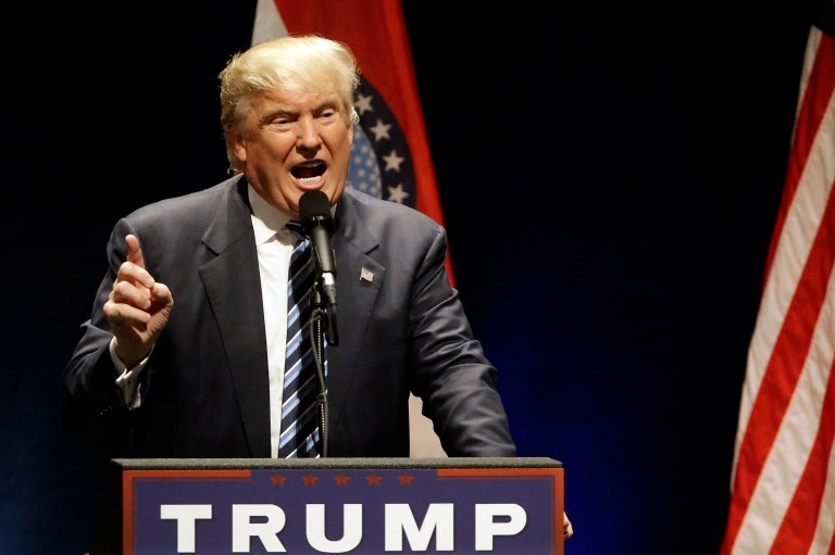 Donald Trump and his team blamed the mob for trying to disrupt a peaceful, scheduled rally. (AP Photo/Seth Perlman)