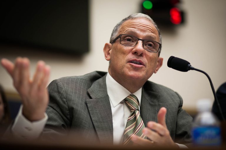 Chairman and President of the Export-Import Bank Fred Hochberg testifies on the Export-Import bank's reauthorization request, and the governments role in export financing, at a House Financial Services Committee hearing on Capitol Hill, Wednesday. (Graeme Jennings/Washington Examiner)
