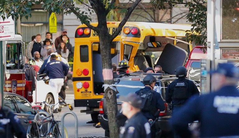 Police responded to reports of shots fired near Chambers Street and West Street, a spokesman for the New York City Police Department said. According to NBC New York, at least five people were shot. (AP Photo/Bebeto Matthews)