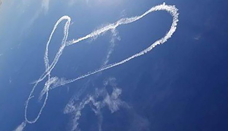 Navy aviators used their jet exhaust to draw a penis in the sky during training on Nov. 16. The incident was photographed and shared widely on social media, forcing an apology from the Navy. (screenshot)