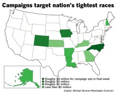 $30m in ads focused on 10 Senate battlegrounds