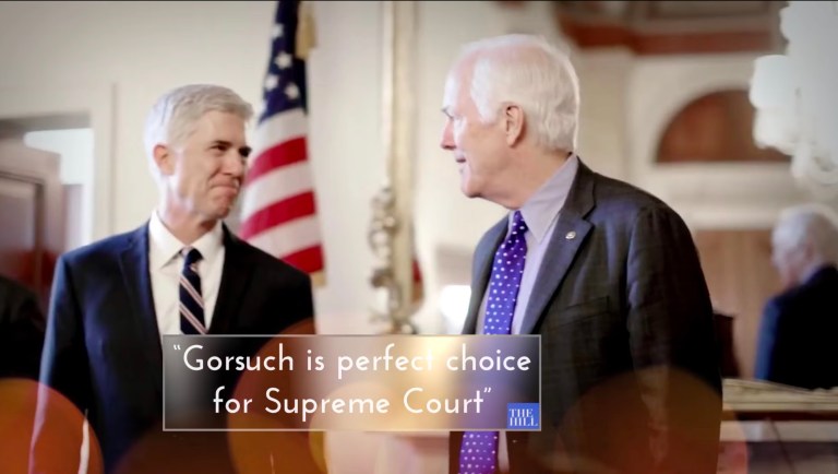 The 30-second ad will air on CNN before Trump's joint session speech and on NBC afterward. (Screengrab/Judicial Crisis Network)