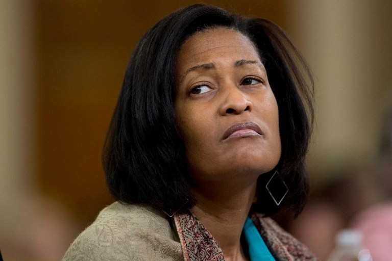 The group is seeking the right to release video of testimony given by Cheryl Mills about her knowledge of the private server that Clinton surreptitiously set up in her basement. Mills served for four years as Clinton's top aide at the State Department. (Andrew Harrer/Bloomberg, File)