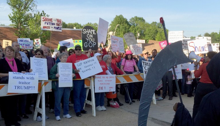 Half of all registered voters disapprove of the American Health Care Act, the highest level of nonsupport in the bill's short history, according to a new poll. (AP Photo/Michael Catalini)
