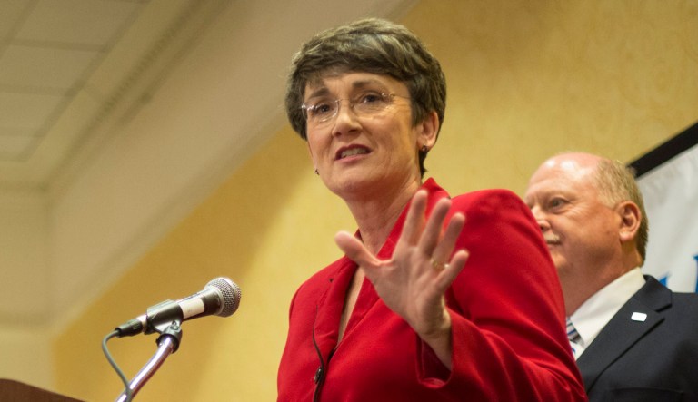 If confirmed by the Senate, the nominee for Army secretary Heather Wilson could be the first administration appointee to take a seat at the Pentagon since Defense Secretary Jim Mattis was confirmed in January. (AP Photo/Jake Schoellkopf)