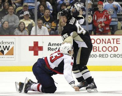 Justin K. Aller/Getty Images
The Caps'Jay Beagle hasn't played since being punched by the Penguins'Arron Asham.