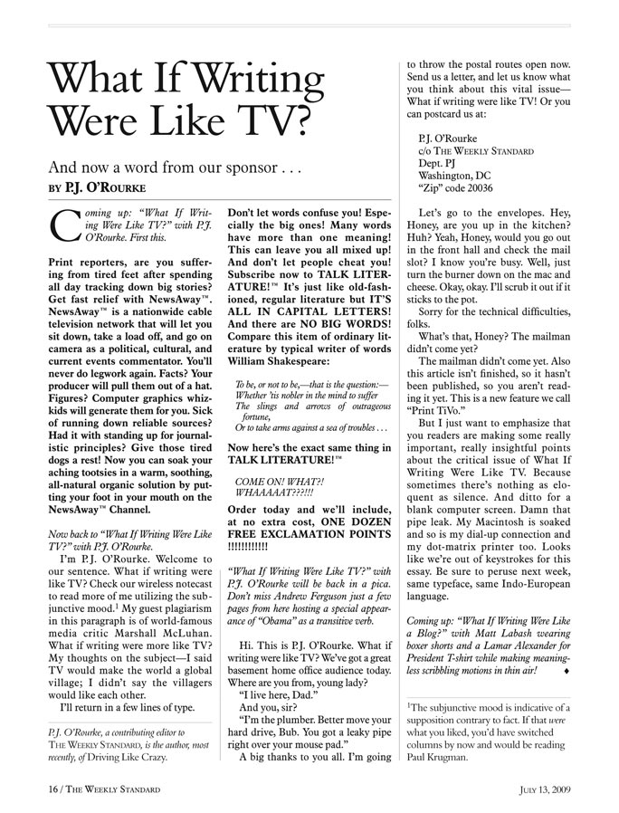 What If Writing Were Like TV?