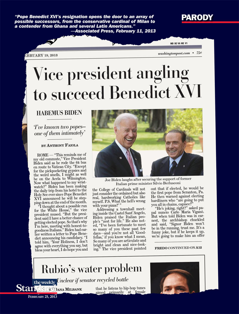 Pope Joe, now that would be a BFD