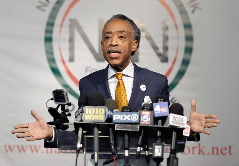 The Rev. Al Sharpton speaks during a news conference in New York on Tuesday. (AP Photo/Seth Wenig)