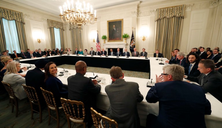 Picking a handful of CEOs and letting them into the West Wing for some back-slapping and subsidy-suckling isn't being pro-business. It's pro-cronyism. (AP Photo/Alex Brandon)