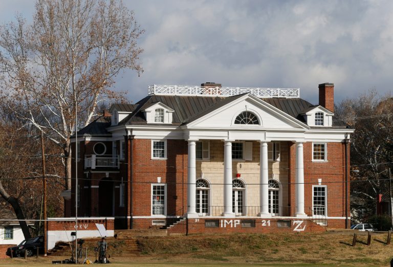 The Rolling Stone article alleged a gang rape at the Phi Kappa Psi fraternity house at the University of Virginia in Charlottesville, Va. (AP/Steve Helber)