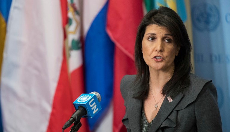 United Nations Ambassador Nikki Haley called for the Security Council to hold an emergency session on the protests, which have featured anti-government chants and violent reprisals from the regime. (AP Photo/Mary Altaffer)