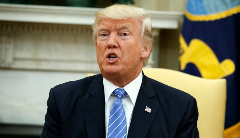 President Trump slammed the Democratic Party Wednesday morning for what he described as a failure to work with Republicans in Congress. (AP Photo/Evan Vucci, File)