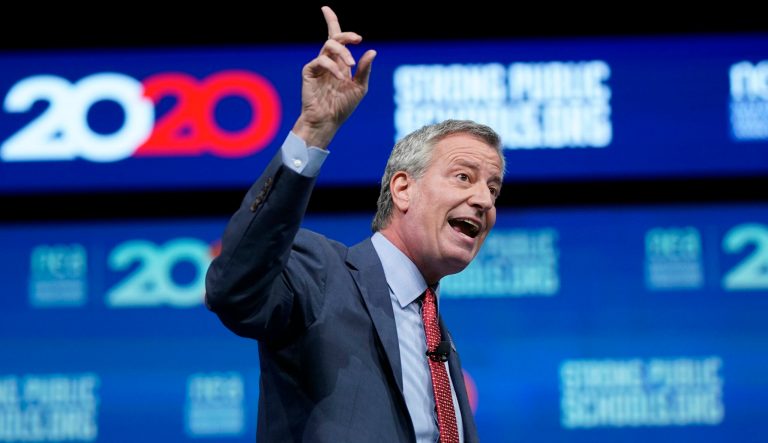 Democratic presidential candidate New York City Mayor Bill de Blasio.
