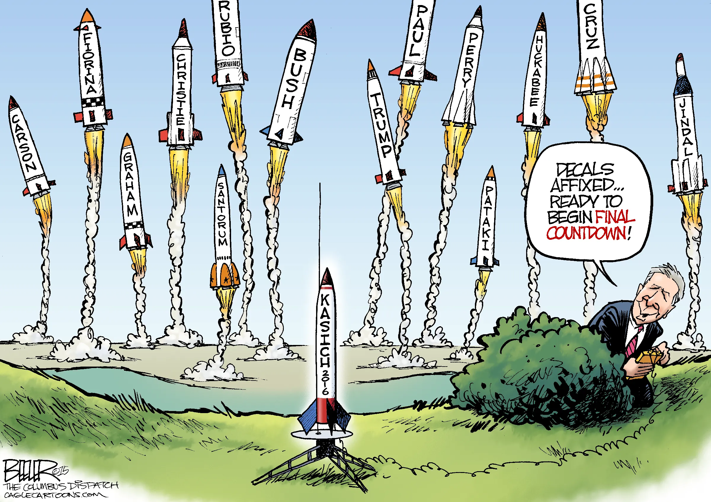 Editorial cartoon: A model launch