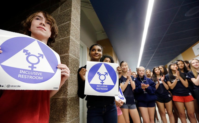 Before the 2016 election, the Supreme Court agreed to rule on whether the Obama administration has the right to issue guidance saying public schools should allow transgender students to use bathrooms that correspond with their gender identity. (AP Photo/Elaine Thompson)