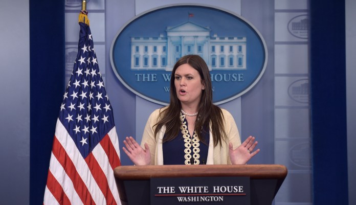 The tweets come after a reporter charged deputy press secretary Sarah Sanders with being "inflammatory" during a press briefing on Tuesday. (AP Photo/Susan Walsh)