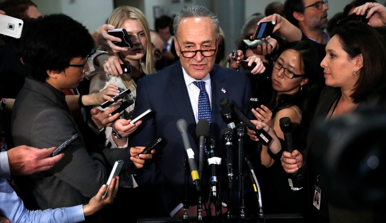 Senate Minority Leader Chuck Schumer confirmed Saturday that President Trump called him to discuss healthcare, but indicated they had not reached an agreement on what needed to be done. (AP Photo/Jacquelyn Martin)