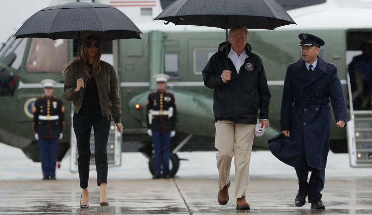 White House press secretary Sarah Sanders told reporters on the way to Corpus Christi, Texas, Tuesday that President Trump would be going to 