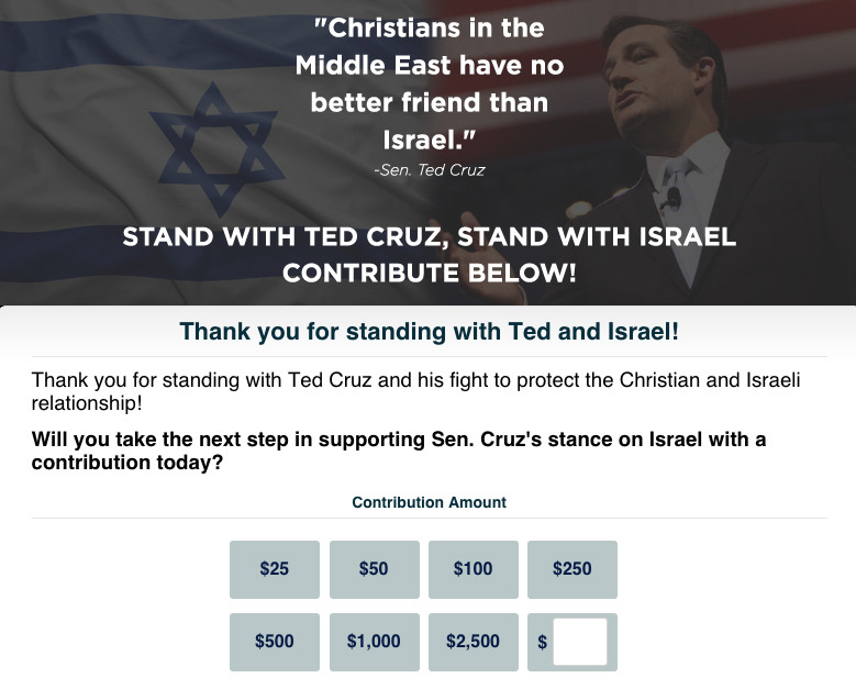 Corrected: Cruz fundraising site was not referring to this week’s controversial speech