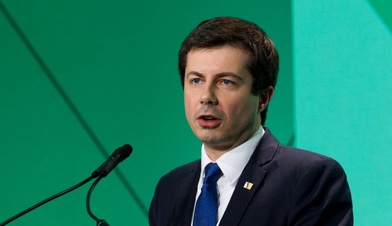 South Bend, Ind., Mayor Pete Buttigieg speaks during the U.S. Conference of Mayors winter meeting in Washington, Thursday, Jan. 24, 2019.