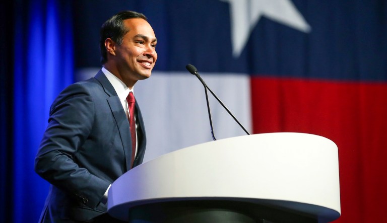 In this June 22, 2018, file photo, Julian Castro speaks at the start of the general session at the Texas Democratic Convention in Fort Worth, Texas.