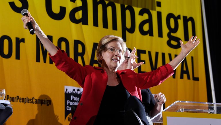 Democratic presidential candidate Sen. Elizabeth Warren, D-Mass., speaks at the Poor People's Moral Action Congress presidential forum in Washington, Monday, June 17, 2019. 