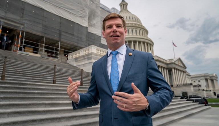 Rep. Eric Swalwell, D-Calif., departs as the Senate and the House of Representatives shut down for the week-long Memorial Day recess, at the Capitol in Washington, Thursday, May 23, 2019.