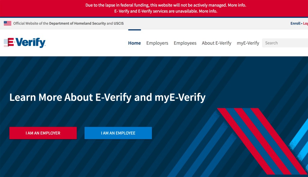 The shutdown has taken down E-Verify, the only ‘wall’ that actually works