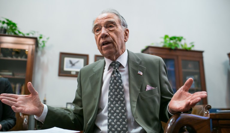 Sen. Chuck Grassley, R-Iowa, speaks with the Washington Examiner at his office.