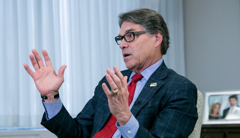 Energy Secretary Rick Perry speaks during an interview.