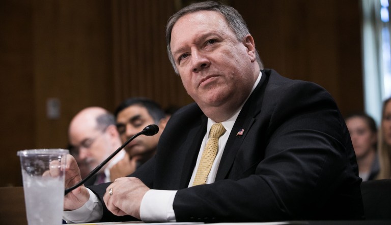 Secretary of State Mike Pompeo testifies before the Senate Foreign Relations Committee on Capitol Hill, Thursday, May 24, 2018, just after President Donald Trump canceled the June 12 summit with North Korea's Kim Jong Un.