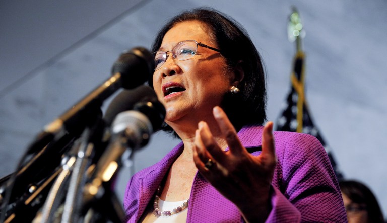 Sen. Mazie Hirono, D-Hawaii, holds a press conference on Capitol Hill in Washington, D.C.