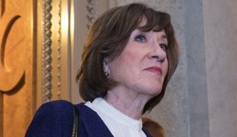 Sen. Susan Collins, R-Maine, leaves the Senate chamber after Saturday's confirmation vote of Supreme Court nominee Brett Kavanaugh on Capitol Hill. Kavanaugh was confirmed 50-48.