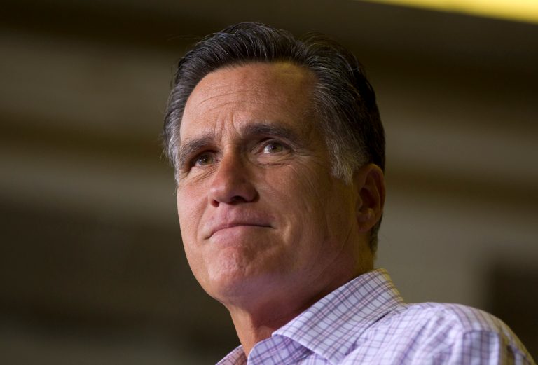 Republican presidential candidate, former Massachusetts Gov. Mitt Romney pauses during a campaign event at Horizontal Wireline Services on Tuesday, July 17, 2012 in Irwin, Pa.  (AP Photo/Evan Vucci)