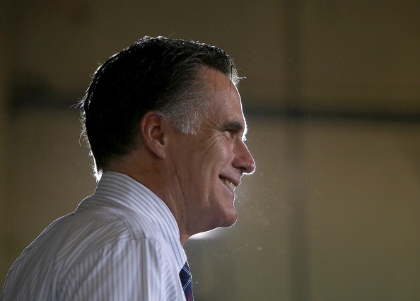 SANFORD, FL - NOVEMBER 05:  Republican presidential candidate, former Massachusetts Gov. Mitt Romney speaks during a campaign rally at Avion Jet Center on November 5, 2012 in Sanford, Florida. With one day to go until election day, Romney is making one final push throughout swing states.  (Photo by Justin Sullivan/Getty Images)